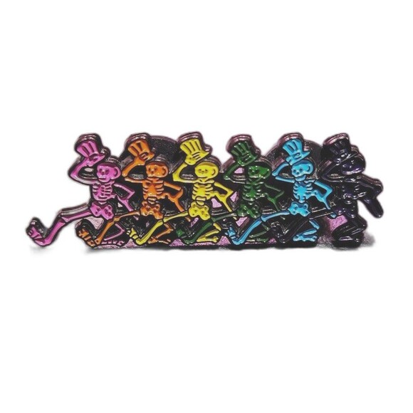 1 Grateful Dead Dancing rainbow Skeleton enamel pin - Picture 1 of 2